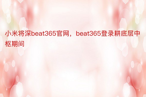 小米将深beat365官网，beat365登录耕底层中枢期间